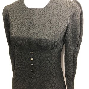 Goth Mod Long Sleeve Vintage Black Mini Dress With Buttons
